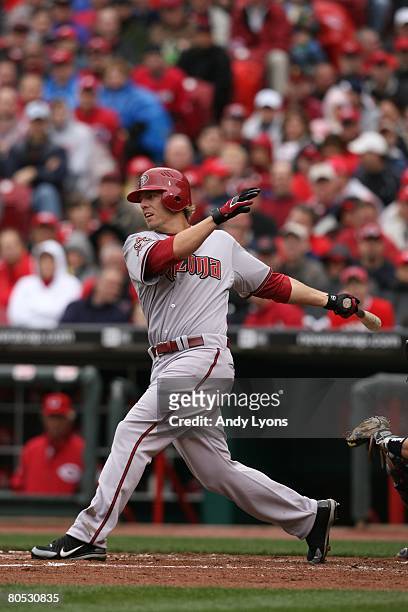 Mark Reynolds of the Arizona Diamondbacks bats against the Cincinnati Reds during the game on March 31, 2008 at Great American Ball Park in...