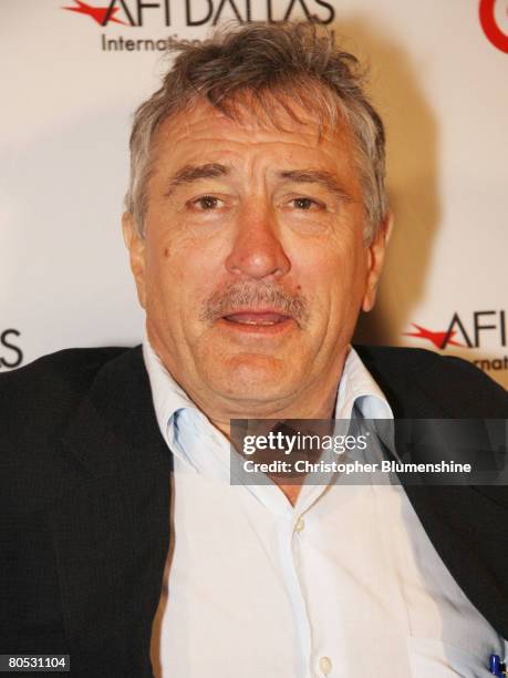 Actor Robert De Niro poses at AFI's Dallas centerpiece screening of the movie "What Just Happened?" at the Inwood Theatre April 4, 2008 in Dallas,...