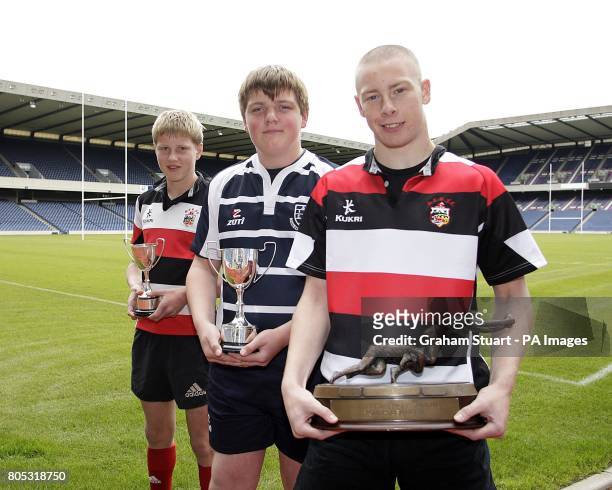 Pictured are the new captains of the title holders, Musselburgh , Thomas Gracie and Stirling County Archie Russell and Scotty Thomson during the...