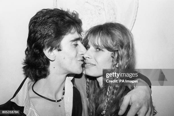 Gary Holton lead singer of punk band Heavey Metal Kids and an actor on ITV's award winning series "Auf Wiedersehen Pet", with his girlfriend Susan...