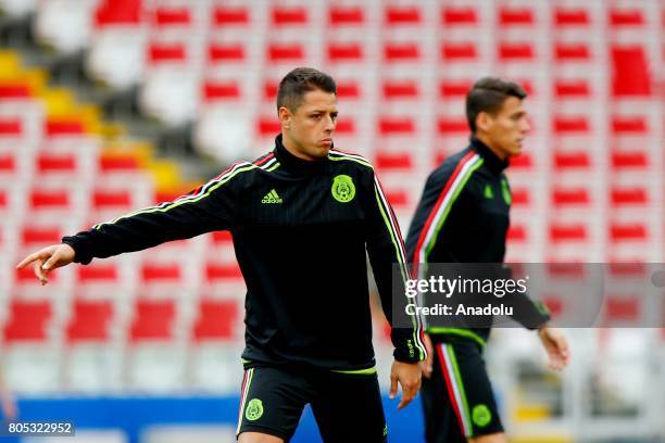 Mexico's player Javier Hernandez attend a training session ahead of FIFA Confederations Cup 2017 in Moscow, Russia on July 01, 2017. Portugal take on...