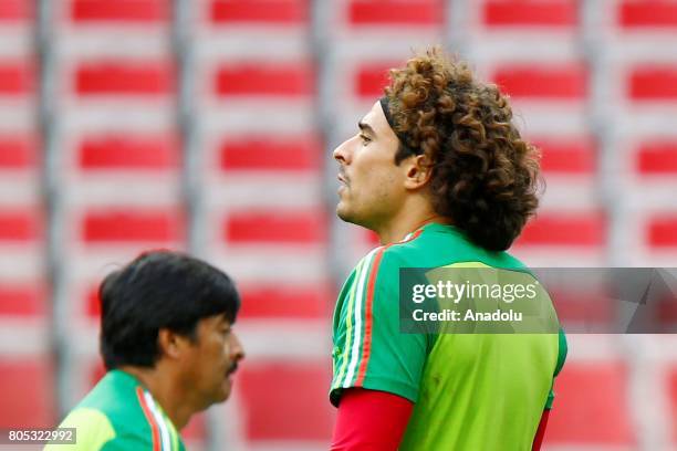 Mexico's goalkeeper Guillermo Ochoa attend a training session ahead of FIFA Confederations Cup 2017 in Moscow, Russia on July 01, 2017. Portugal take...