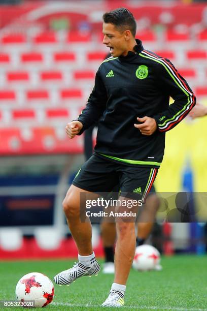 Mexico's player Javier Hernandez attend a training session ahead of FIFA Confederations Cup 2017 in Moscow, Russia on July 01, 2017. Portugal take on...