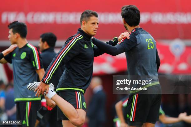 Mexico's player Javier Hernandez attend a training session ahead of FIFA Confederations Cup 2017 in Moscow, Russia on July 01, 2017. Portugal take on...