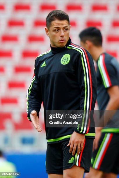 Mexico's player Javier Hernandez attend a training session ahead of FIFA Confederations Cup 2017 in Moscow, Russia on July 01, 2017. Portugal take on...