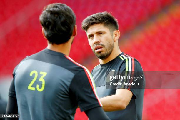 Mexico's player Oribe Peralta attend a training session ahead of FIFA Confederations Cup 2017 in Moscow, Russia on July 01, 2017. Portugal take on...