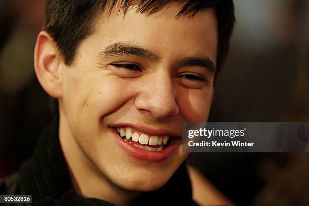 American Idol contestant David Archuleta attends the American Idol Top 12 Party at the Pacific Design Center on March 6, 2008 in West Hollywood,...