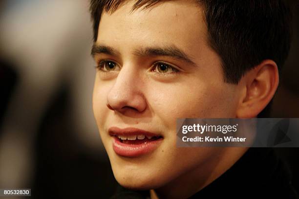 American Idol contestant David Archuleta attends the American Idol Top 12 Party at the Pacific Design Center on March 6, 2008 in West Hollywood,...