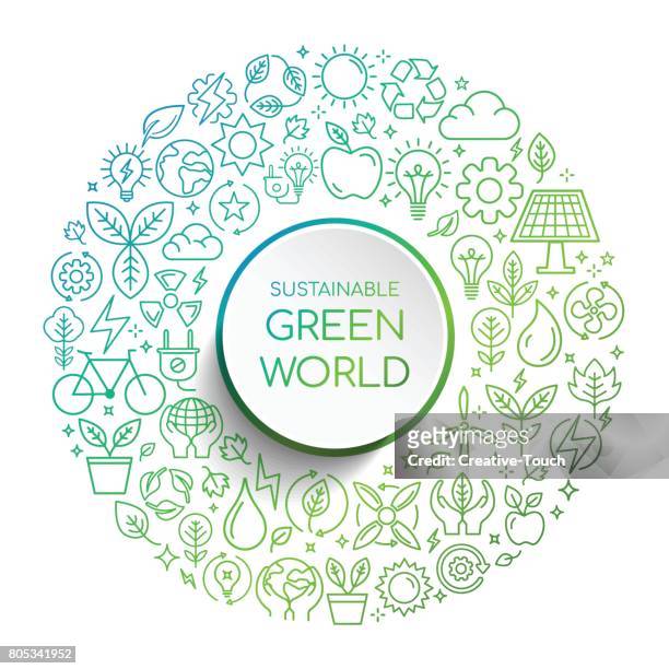 nachhaltige grüne welt - energieindustrie stock-grafiken, -clipart, -cartoons und -symbole