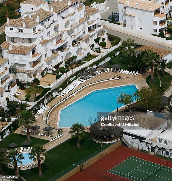 The Ocean Club apartments in Praia da Luz, where toddler Madeleine McCann disappeared from on May 3, 2007 are pictured on April 5, 2008 in Praia da...