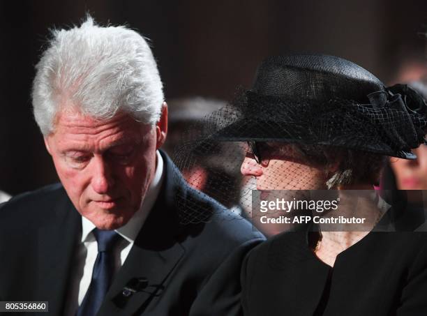 Former US President Bill Clinton and widow of former German Chancellor Helmut Kohl, Maike Kohl-Richter attend a memorial service for late former...