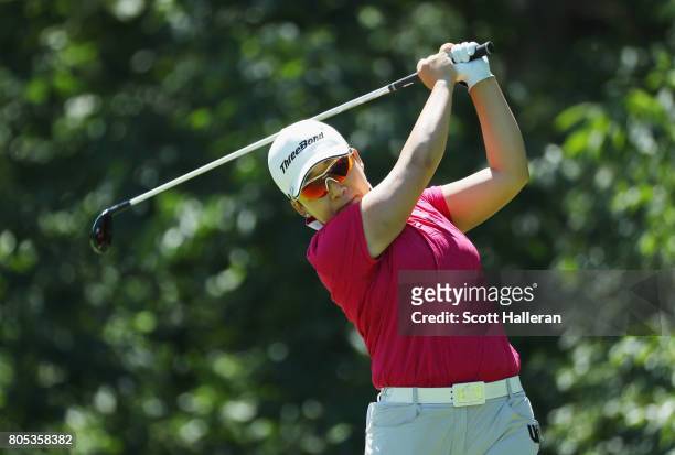 Jiyai Shin of South Korea hits her tee shot on the seventh hole during the third round of the 2017 KPMG Women's PGA Championship at Olympia Fields...