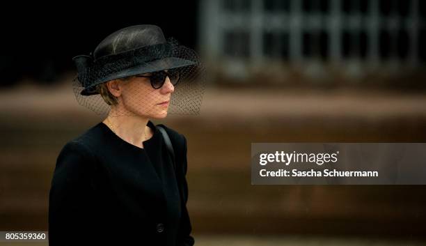 Maike Kohl-Richter, the widow of Helmut Kohl, leaves after the requiem the Speyer cathedral on July 1, 2017 in Speyer, Germany. Kohl was chancellor...