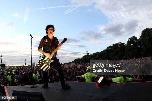 Billie Joe Armstrong of Green Day performs on stage at the Barclaycard Presents British Summer Time Festival in Hyde Park on July 1, 2017 in London,...