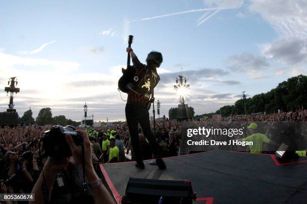Billie Joe Armstrong of Green Day performs on stage at the Barclaycard Presents British Summer Time Festival in Hyde Park on July 1, 2017 in London,...