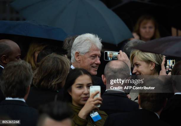 Former US President Bill Clinton attends a memorial service for late former Chancellor Helmut Kohl on July 1, 2017 at the cathedral in Speyer. Helmut...