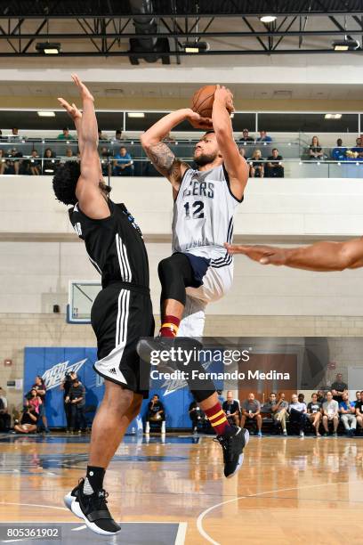 Trey McKinney-Jones of the Indiana Pacers shoots the ball during the game against the Orlando Magic during the 2017 Orlando Summer League on July 1,...