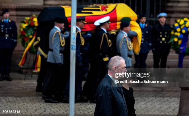 Maike Kohl-Richter, the widow of Helmut Kohl, leaves after the requiem the Speyer cathedral on July 1, 2017 in Speyer, Germany. Kohl was chancellor...