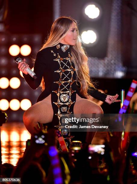 Jennifer Lopez performs during the Macy's 4th of July Firework Show at Hunter's Point South Park on June 30, 2017 in New York City.
