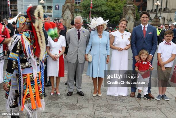 Camilla, Duchess of Cornwall and Prince Charles, Prince of Wales, Justin Trudeau, Sophie Grégoire Trudeau, Hadrien Trudeau, Ella-Grace Trudeau and...