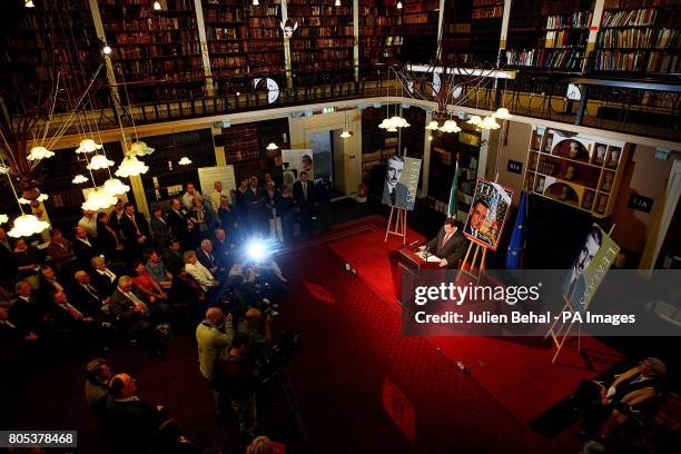 Taoiseach Brian Cowen addresses the audience at the Royal Irish Acadamey in Dublin where he launched an Autobiography on Former Irish Taoiseach Sean...