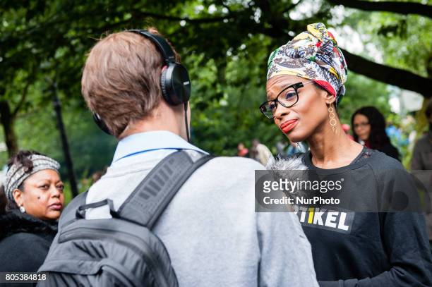 Sylvana Simons, founder of the political Dutch party Art1kel in Amsterdam, on July 1, 2017. Bigi Spikri is a Surinamese term literally means...