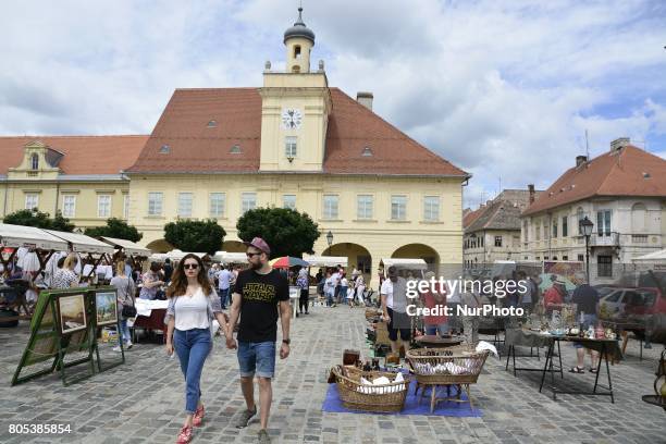 Traditional antique and vintage fair at the Holy Trinity Square in old town Citadel on 01 Jul 2017.Osijek,Croatia.