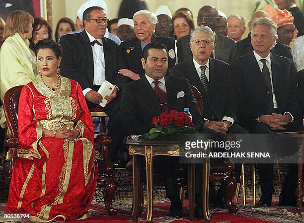 Morocco's Prince Moulay Rachid , his sister Princess Lalla Meryem Moroccan Prime Minister Abbes El Fassi and former French Prime Minister Dominique...