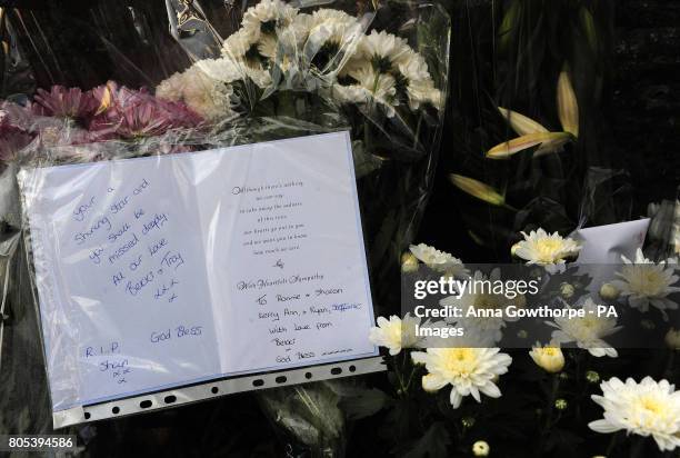 Card sent to Sean Hamilton's parents Ronnie and Sharon is left at the scene in Holgate Road, York, where the 10-year-old was killed in a hit-and-run...