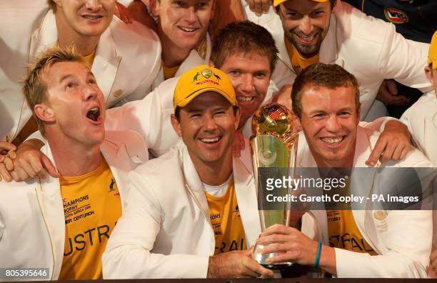 Australia captain Ricky Ponting celebrates with his team after winning the ICC Champions Final at the Centurion Stadium, Centurion, South Africa.