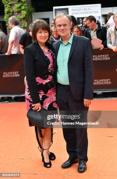 Edgar Selge and his wife Franziska Walser arrive at the premiere of 'Ihre Beste Stunde' as closing movie of Munich Film Festival 2017 at Gasteig on...