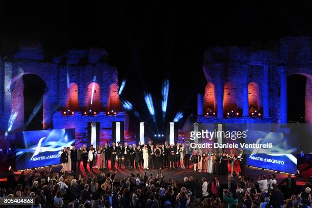 General view of Teatro Greco during the Nastri D'Argento 2017 Awards Ceremony on July 1, 2017 in Taormina, Italy.