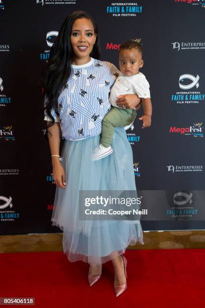 Angela Simmons poses for a photo with her son, Sutton Joseph, at the Hollywood's Millennials: International Faith & Family Film Festival Rising Stars...