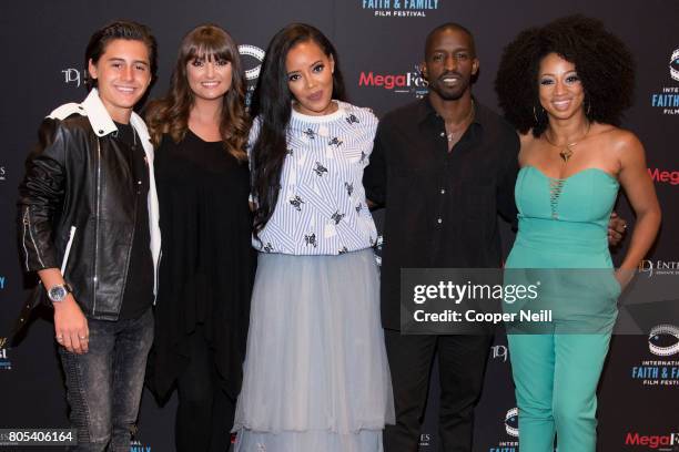 Isaak Presley, Amber Thompson, Angela Simmons, Elijah Kelley and Monique Coleman pose for a photo at the Hollywood's Millennials: International Faith...