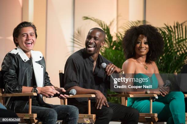 Elijah Kelley speaks at the Hollywood's Millennials: International Faith & Family Film Festival Rising Stars panel during MegaFest at Omni Hotel on...