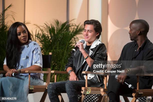 Isaak Presley speaks at the Hollywood's Millennials: International Faith & Family Film Festival Rising Stars panel during MegaFest at Omni Hotel on...