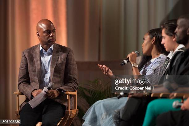 Kevin Frazier moderates the Hollywood's Millennials: International Faith & Family Film Festival Rising Stars panel during MegaFest at Omni Hotel on...