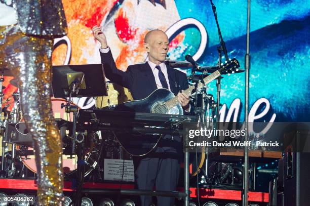 Vince Clarke from Erasure opens for Robbie Williams at AccorHotels Arena on July 1, 2017 in Paris, France.