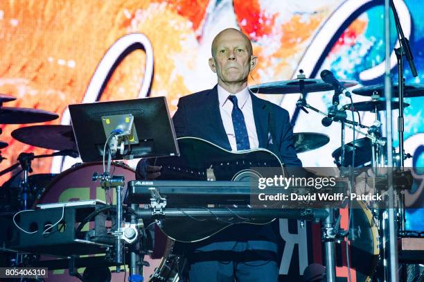 Vince Clarke from Erasure opens for Robbie Williams at AccorHotels Arena on July 1, 2017 in Paris, France.