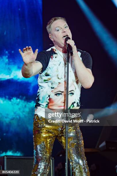 Andy Bell from Erasure opens for Robbie Williams at AccorHotels Arena on July 1, 2017 in Paris, France.