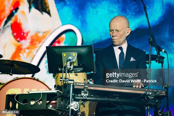 Vince Clarke from Erasure opens for Robbie Williams at AccorHotels Arena on July 1, 2017 in Paris, France.