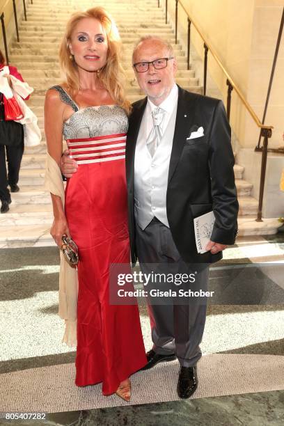 Birgit Muth and Joseph Vilsmaier during the opening of the opera festival and premiere of 'Die Gezeichneten' at Nationaltheater on July 1, 2017 in...