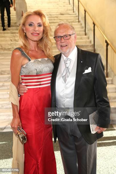 Birgit Muth and Joseph Vilsmaier during the opening of the opera festival and premiere of 'Die Gezeichneten' at Nationaltheater on July 1, 2017 in...