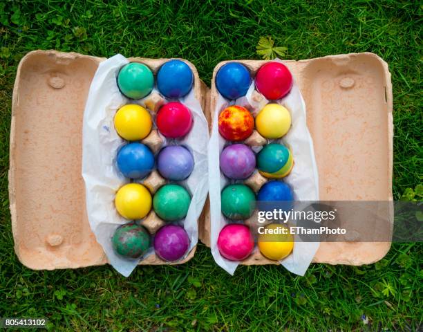dyed easter eggs - box dye stock pictures, royalty-free photos & images
