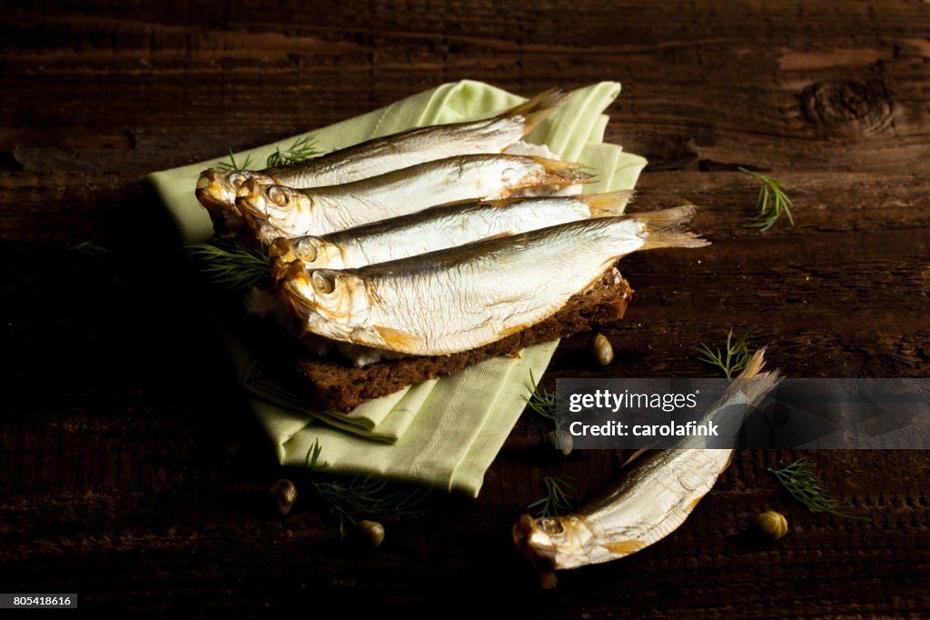 German sprats on bread