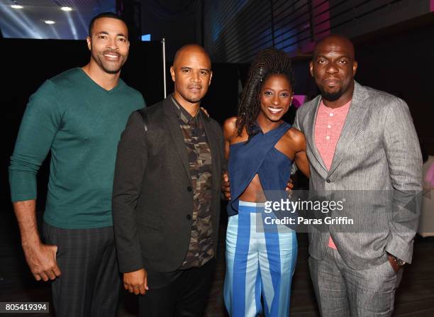 Timon Kyle Durrett, Dondre Whitfield, Rutina Wesley and Omar Dorsey attend the 2017 ESSENCE Festival presented by Coca-Cola at Ernest N. Morial...