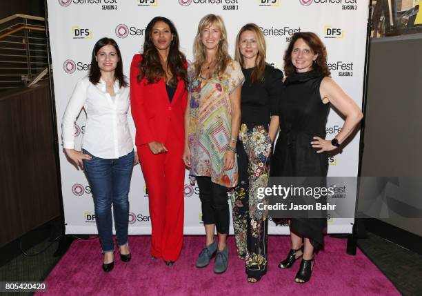 Geneva Wasserman, Merle Dandridge, Wendy Haines, Jamie Jackson, and Michele Ganeless arrive to the Women In Entertainment panel discussion for...