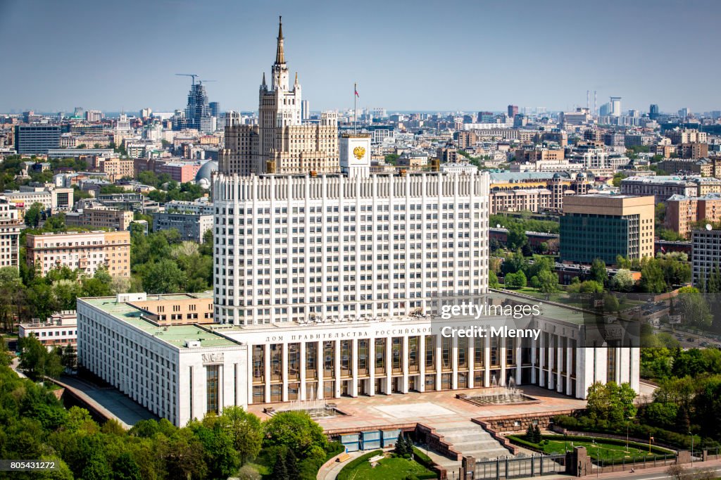 Russian White House Aerial View Moscow Russia