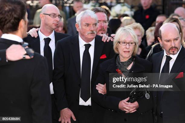 The family of Stephen Gately including his mother Margaret and father Martin outside St Laurence O'Toole Church in Dublin where their son's funeral...