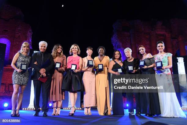 Michele Placido, Ambra Angiolini, Violante Placido, Cristiana Capotondi, Maria Nazionale, Ottavia Piccolo and Federica Vincenti attend Nastri...